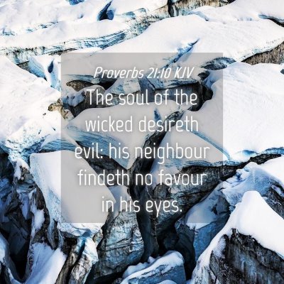 Picture 04 - Proverbs 21:10 KJV - The soul of the wicked desireth evil: his - Bible Verse Picture