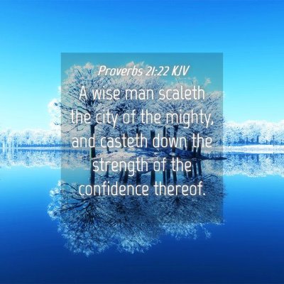 Picture 04 - Proverbs 21:22 KJV - A wise man scaleth the city of the mighty, and - Bible Verse Picture