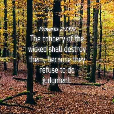 Picture 04 - Proverbs 21:7 KJV - The robbery of the wicked shall destroy them; - Bible Verse Picture