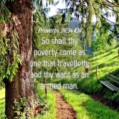 Picture 04 - Proverbs 24:34 KJV - So shall thy poverty come as one that travelleth; - Bible Verse Picture