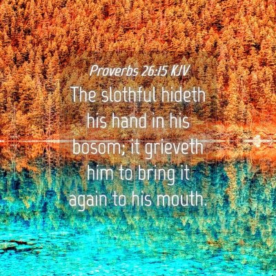 Picture 04 - Proverbs 26:15 KJV - The slothful hideth his hand in his bosom; it - Bible Verse Picture
