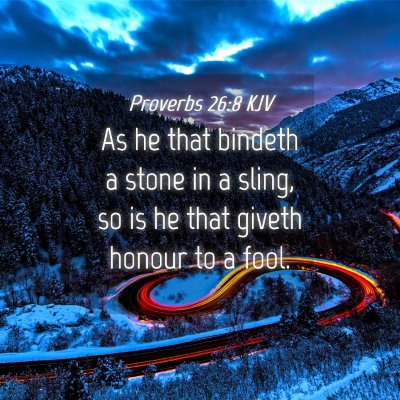Picture 04 - Proverbs 26:8 KJV - As he that bindeth a stone in a sling, so is he - Bible Verse Picture