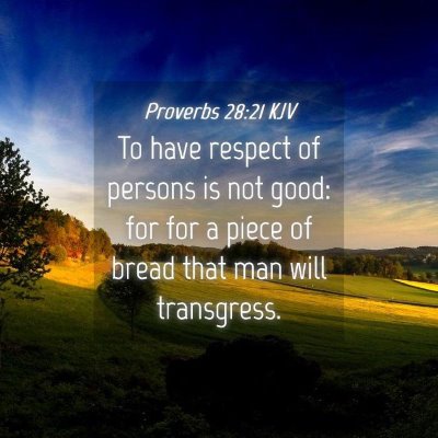 Picture 04 - Proverbs 28:21 KJV - To have respect of persons is not good: for for a - Bible Verse Picture