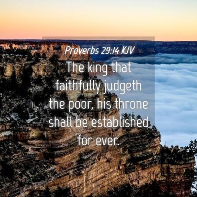 Picture 04 - Proverbs 29:14 KJV - The king that faithfully judgeth the poor, his - Bible Verse Picture
