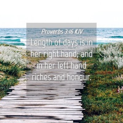 Picture 04 - Proverbs 3:16 KJV - Length of days is in her right hand; and in her - Bible Verse Picture