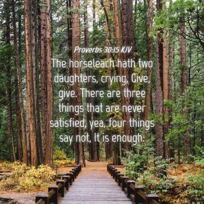 Picture 04 - Proverbs 30:15 KJV - The horseleach hath two daughters, crying, Give, - Bible Verse Picture
