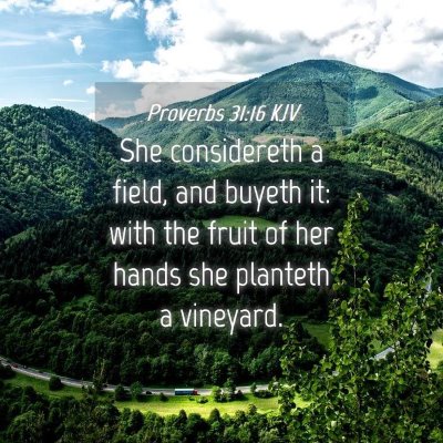 Picture 04 - Proverbs 31:16 KJV - She considereth a field, and buyeth it: with the - Bible Verse Picture
