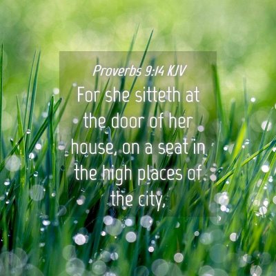 Picture 04 - Proverbs 9:14 KJV - For she sitteth at the door of her house, on a - Bible Verse Picture