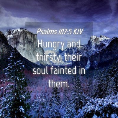 Picture 04 - Psalms 107:5 KJV - Hungry and thirsty, their soul fainted in - Bible Verse Picture