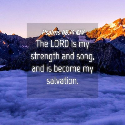 Picture 04 - Psalms 118:14 KJV - The LORD is my strength and song, and is become - Bible Verse Picture