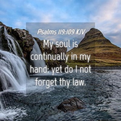 Picture 04 - Psalms 119:109 KJV - My soul is continually in my hand: yet do I not - Bible Verse Picture