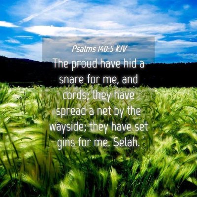 Picture 04 - Psalms 140:5 KJV - The proud have hid a snare for me, and cords; - Bible Verse Picture