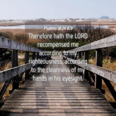 Picture 04 - Psalms 18:24 KJV - Therefore hath the LORD recompensed me according - Bible Verse Picture