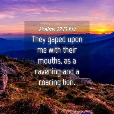 Picture 04 - Psalms 22:13 KJV - They gaped upon me with their mouths, as a - Bible Verse Picture