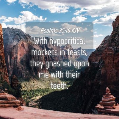 Picture 04 - Psalms 35:16 KJV - With hypocritical mockers in feasts, they gnashed - Bible Verse Picture