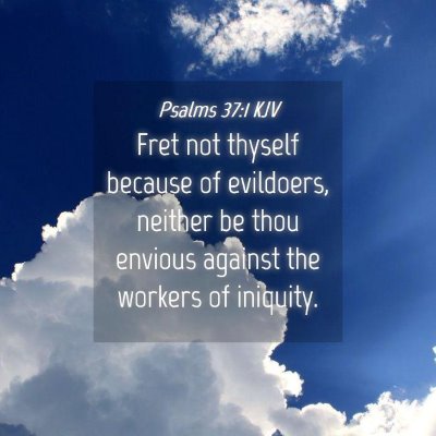 Picture 04 - Psalms 37:1 KJV - Fret not thyself because of evildoers, neither be - Bible Verse Picture