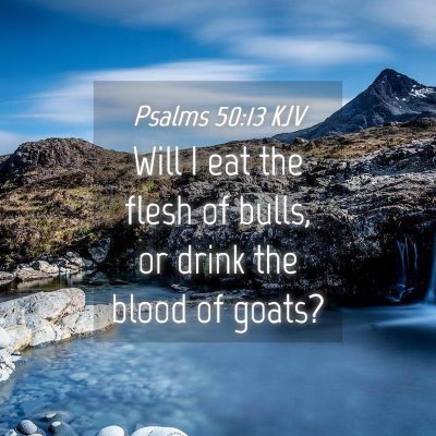Picture 04 - Psalms 50:13 KJV - Will I eat the flesh of bulls, or drink the blood - Bible Verse Picture