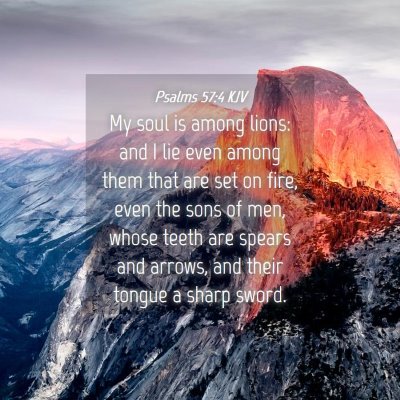 Picture 04 - Psalms 57:4 KJV - My soul is among lions: and I lie even among them - Bible Verse Picture