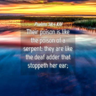 Picture 04 - Psalms 58:4 KJV - Their poison is like the poison of a serpent: - Bible Verse Picture