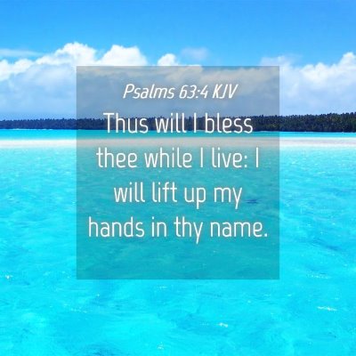 Picture 04 - Psalms 63:4 KJV - Thus will I bless thee while I live: I will lift - Bible Verse Picture