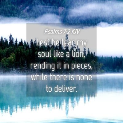 Picture 04 - Psalms 7:2 KJV - Lest he tear my soul like a lion, rending it in - Bible Verse Picture