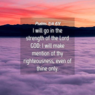 Picture 04 - Psalms 71:16 KJV - I will go in the strength of the Lord GOD: I will - Bible Verse Picture