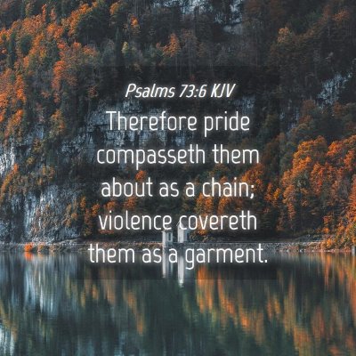 Picture 04 - Psalms 73:6 KJV - Therefore pride compasseth them about as a chain; - Bible Verse Picture