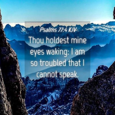 Picture 04 - Psalms 77:4 KJV - Thou holdest mine eyes waking: I am so troubled - Bible Verse Picture