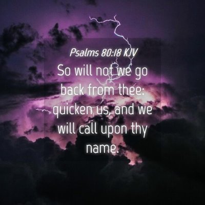 Picture 04 - Psalms 80:18 KJV - So will not we go back from thee: quicken us, and - Bible Verse Picture