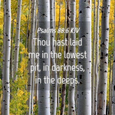 Picture 04 - Psalms 88:6 KJV - Thou hast laid me in the lowest pit, in darkness, - Bible Verse Picture