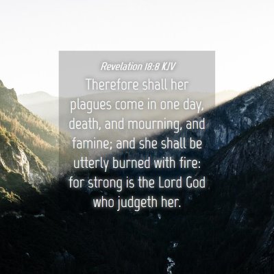 Picture 04 - Revelation 18:8 KJV - Therefore shall her plagues come in one day, - Bible Verse Picture