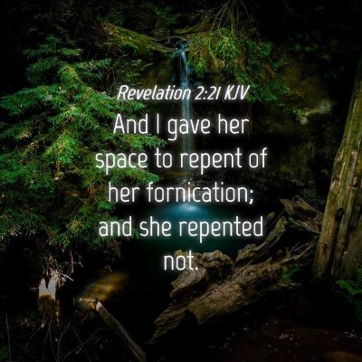 Picture 04 - Revelation 2:21 KJV - And I gave her space to repent of her - Bible Verse Picture