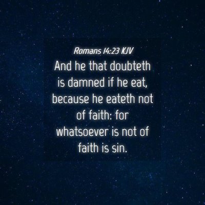 Picture 04 - Romans 14:23 KJV - And he that doubteth is damned if he eat, because - Bible Verse Picture