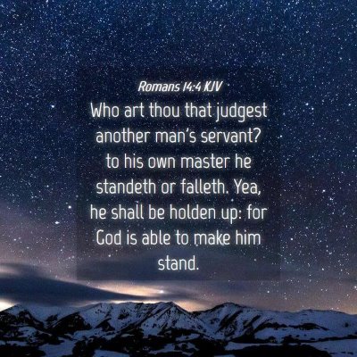 Picture 04 - Romans 14:4 KJV - Who art thou that judgest another man's servant? - Bible Verse Picture