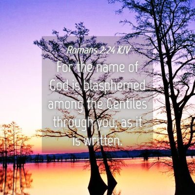 Picture 04 - Romans 2:24 KJV - For the name of God is blasphemed among the - Bible Verse Picture