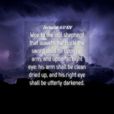 Picture 04 - Zechariah 11:17 KJV - Woe to the idol shepherd that leaveth the flock! - Bible Verse Picture