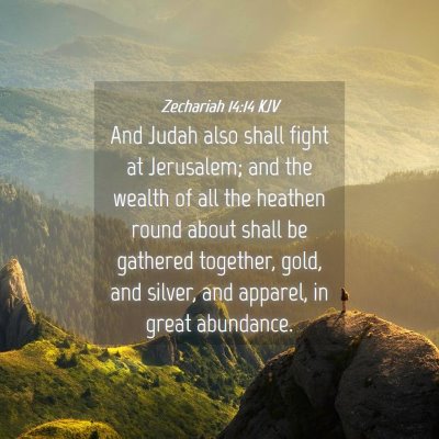 Picture 04 - Zechariah 14:14 KJV - And Judah also shall fight at Jerusalem; and the - Bible Verse Picture