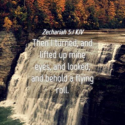 Picture 04 - Zechariah 5:1 KJV - Then I turned, and lifted up mine eyes, and - Bible Verse Picture