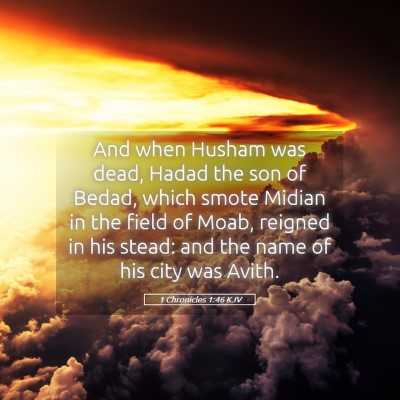 Picture 05 - 1 Chronicles 1:46 KJV - And when Husham was dead, Hadad the son of Bedad, - Bible Verse Picture