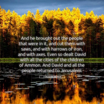 Picture 05 - 1 Chronicles 20:3 KJV - And he brought out the people that were in it, - Bible Verse Picture