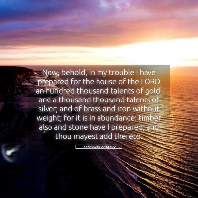 Picture 05 - 1 Chronicles 22:14 KJV - Now, behold, in my trouble I have prepared for - Bible Verse Picture