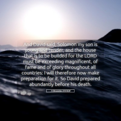 Picture 05 - 1 Chronicles 22:5 KJV - And David said, Solomon my son is young and - Bible Verse Picture