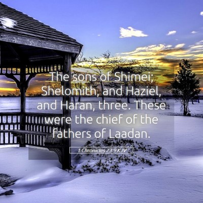 Picture 05 - 1 Chronicles 23:9 KJV - The sons of Shimei; Shelomith, and Haziel, and - Bible Verse Picture