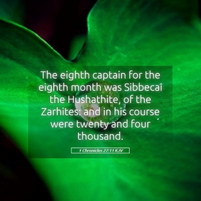 Picture 05 - 1 Chronicles 27:11 KJV - The eighth captain for the eighth month was - Bible Verse Picture