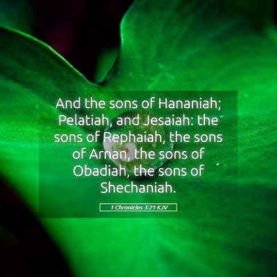 Picture 05 - 1 Chronicles 3:21 KJV - And the sons of Hananiah; Pelatiah, and Jesaiah: - Bible Verse Picture
