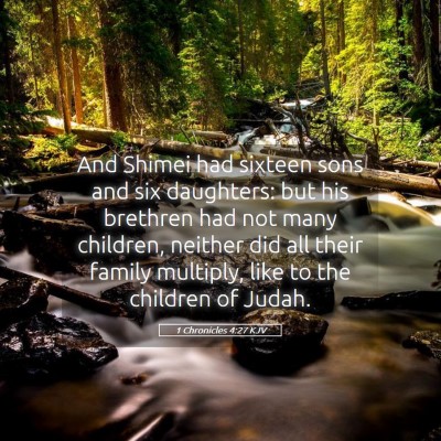 Picture 05 - 1 Chronicles 4:27 KJV - And Shimei had sixteen sons and six daughters: - Bible Verse Picture