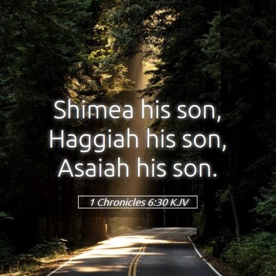 Picture 05 - 1 Chronicles 6:30 KJV - Shimea his son, Haggiah his son, Asaiah his - Bible Verse Picture