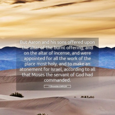 Picture 05 - 1 Chronicles 6:49 KJV - But Aaron and his sons offered upon the altar of - Bible Verse Picture