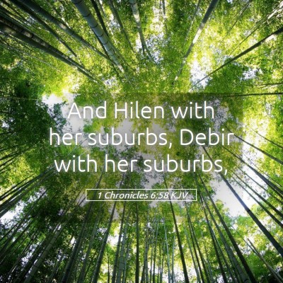 Picture 05 - 1 Chronicles 6:58 KJV - And Hilen with her suburbs, Debir with her - Bible Verse Picture