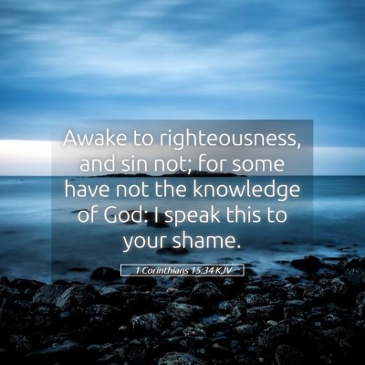 Picture 05 - 1 Corinthians 15:34 KJV - Awake to righteousness, and sin not; for some - Bible Verse Picture